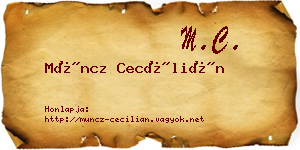 Müncz Cecílián névjegykártya